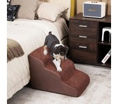 Costway rampa para perros de 3 niveles de espuma, peldaños para perros antideslizantes con esponja de alta densidad, huellas de silicona, escalera sua