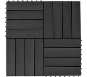 Vidaxl baldosas de porche de wpc 30x30 cm 1 m² negro 11 unidades