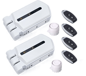 Cerradura invisible con alarma dúo de 120db 4 mandos blanca