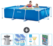 Paquete de piscina - intex - rectángulo - 220x150x60 cm + accesorios cb123