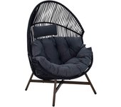 Sillón de jardín egg sobre base de ratán sintético 142 cm negro