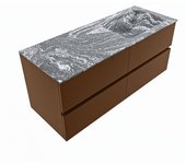 Mondiaz vica dlux 120cm mueble de baño color rust con 4 cajones. con lavabo cloud derecho 1 orificio color lava