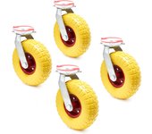 Set de 4 ruedas giratorias amarillas llantas metálicas 258 x 78 mm antipinchazos 150 kg por rueda