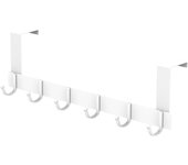Perchero para puerta, con 6 ganchos, ideal para cocina, dormitorio y baño (blanco)