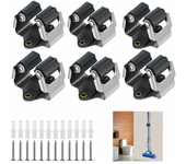 Juego de 6 soportes para escobas de pared, soporte para fregona y escoba montado en la pared para almacenamiento de herramientas de jardín (negro)