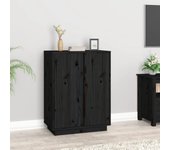 Aparador | aparador de comedor | armario de cocina de madera maciza de pino negro 60x35x80 cm cfw14130