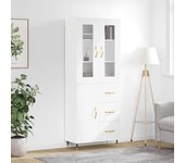 Aparador alto | aparador de comedor | armario de cocina madera contrachapada blanco 69,5x34x180 cm cfw93380