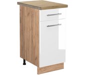 Vicco mueble bajo de cocina fame-line, blanco alto brillo, 40 cm , et roble