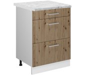 Vicco mueble bajo de cocina r-line, roble artesanal, 60 cm con cajones y encimera