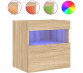 Mueble de tv de pared con iluminación led roble sonoma 40x30x40 cm