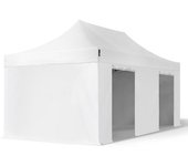 3x6 m carpa plegable, premium acero 40mm, laterales sin ventana, blanco