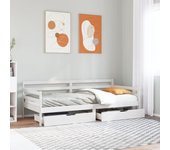 Vidaxl sofá cama con cajones madera maciza de pino blanco 90x200 cm