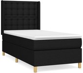 Cama somier tapizada con colchón de tela negra 90x190 cm
