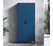 Armario metálico flavio con 2 puertas, estantes y barra 80 x 185 x 45 cm – azul oscuro