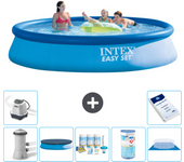 Paquete de piscina - intex - alrededor - 396x396x84 cm + accesorios a1099
