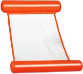 Relaxdays hamaca hinchable piscina, cama inflable flotante, red, colchoneta para 100kg, para adultos, rojo anaranjado