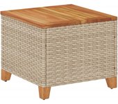 Mesa de jardín，mesa para exteriores，mesa de patio ratán sintético madera acacia beige 45x45x37 cm cfw86583