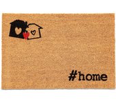 Relaxdays felpudo coco, con casa y palabra #home, 60x40 cm, resistente a la intemperie, antideslizante, natural y negro