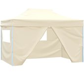 Vidaxl carpa plegable profesional con 4 paredes acero color crema 3x4m