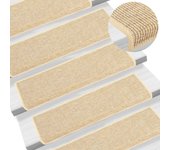 Alfombrilla autoadhesiva escalera sisal 15 uds | alfombras de escalera | tapetes de escalera beige 65x21x4 cm cfw310778