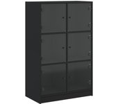 Aparador alto | aparador de comedor | armario de cocina con puertas madera ingeniería negro 68x37x109 cm cfw50328