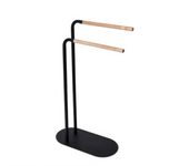 Sensea - toallero de pie scandi - 46,5 x 75 x 20 cm - acero negro mate - madera