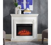 Chimenea eléctrica kit marco blanco y calefactor decorativo de pared 2000w kekai gavonne 100x30x96 cm 3 niveles control remoto