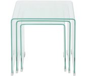 Set de tres mesas de centro apilables | mesita auxiliar | mesa de café vidrio templado claro cfw67322