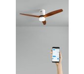 Wind calm natural wood - función verano/invierno - ventilador de techo 40w silencioso ø132 cm con luz, wifi y mando a distancia