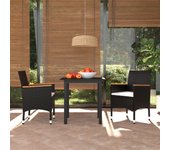 Set de comedor de jardín 3 piezas，conjunto de comedor de exterior，conjunto de jardín y cojines ratán sintético negro cfw112691