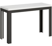Mesa extensible 120/200x45/90 cm linea double fresno blanco estructura antracita