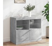 Aparador | aparador de comedor | armario de cocina con luces led gris hormigón 81x37x67 cm cfw59627
