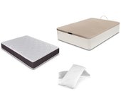 Dormidan - pack canapé abatible gran capacidad + colchón viscoelástico + almohada visco copos de regalo, 90x190cm blanco