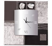 Reloj artesanal maderas cuadrado plata negro acrílico 70 x 70 x 3,5 cm