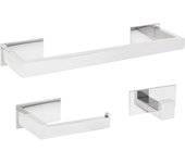 Valaz accesorios de baño adhesivos pegados sin taladro cromado cuadrados toallero 40cm+ percha+ portarollos - 3perchas