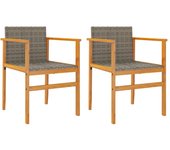 2 piezas sillas de jardín | silla de exterior | sillon jardín madera maciza y ratán sintético gris cfw599376