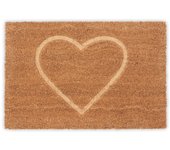 Relaxdays felpudo de entrada, coco, alfombrilla para puerta, corazón en relieve, 40x60 cm, interior y exterior, natural