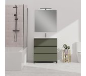 Conjunto de baño wink | 90 cm verde musgo | tres cajones | lavabo encastrado | no incluye espejo | mueble montado | alday