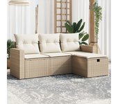 Juego de sofás jardín con cojines 4 piezas | conjunto de jardín de ocio | set de comedor de jardín ratán sintético beige cfw755432
