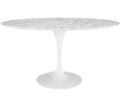 Mesa de comedor ovalada con tapa de mármol tulip blanca