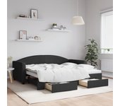 Vidaxl sofá cama nido con cajones tela negro 90x190 cm