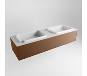Mondiaz erin 150cm mueble de baño color rust con 1 cajón. con lavabo ridge doble 2 orificios color talc