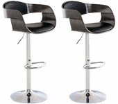 Set de 2 taburetes kingston en simil cuero negro/gris