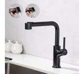 Lonheo max grifo de cocina negro con ducha extraíble mezclador cocina rotativa de 360 ° grifo de fregadero 2 funciones con basador desmotable