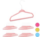 Relaxdays pack de 40 perchas infantiles antideslizantes, ganchos giratorios, plástico-terciopelo, rosa bebé