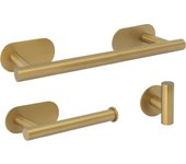 Valaz accesorios de baño adhesivos pegados sin taladro oro mate con protección pvd redondo toallero 30cm+ percha+ portarollos - 1percha