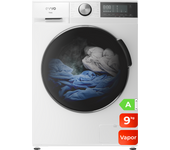 Evvo lavadora 9 kg carga frontal nova 9, 1350 rpm, clase energética a, motor inverter, tambor diamante eprotect, 14 programas, blanco