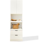 Armario de cocina de 200 cm de alto, con puertas, cajones, estantes para microondas, color blanco