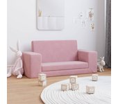 Sofá cama infantil de 2 plazas de suave felpa rosa