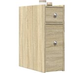 Vidaxl armario de baño estrecho con ruedas madera roble sonoma